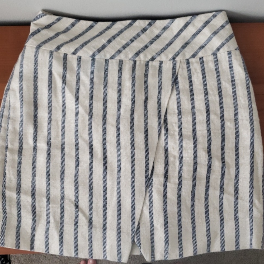 JCrew striped linen asymmetrical skirt